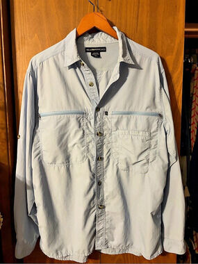ExOfficio Air Strip Long-Sleeve Shirt Light Blue Medium
